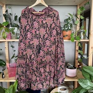 Floral Pink and Black Dress